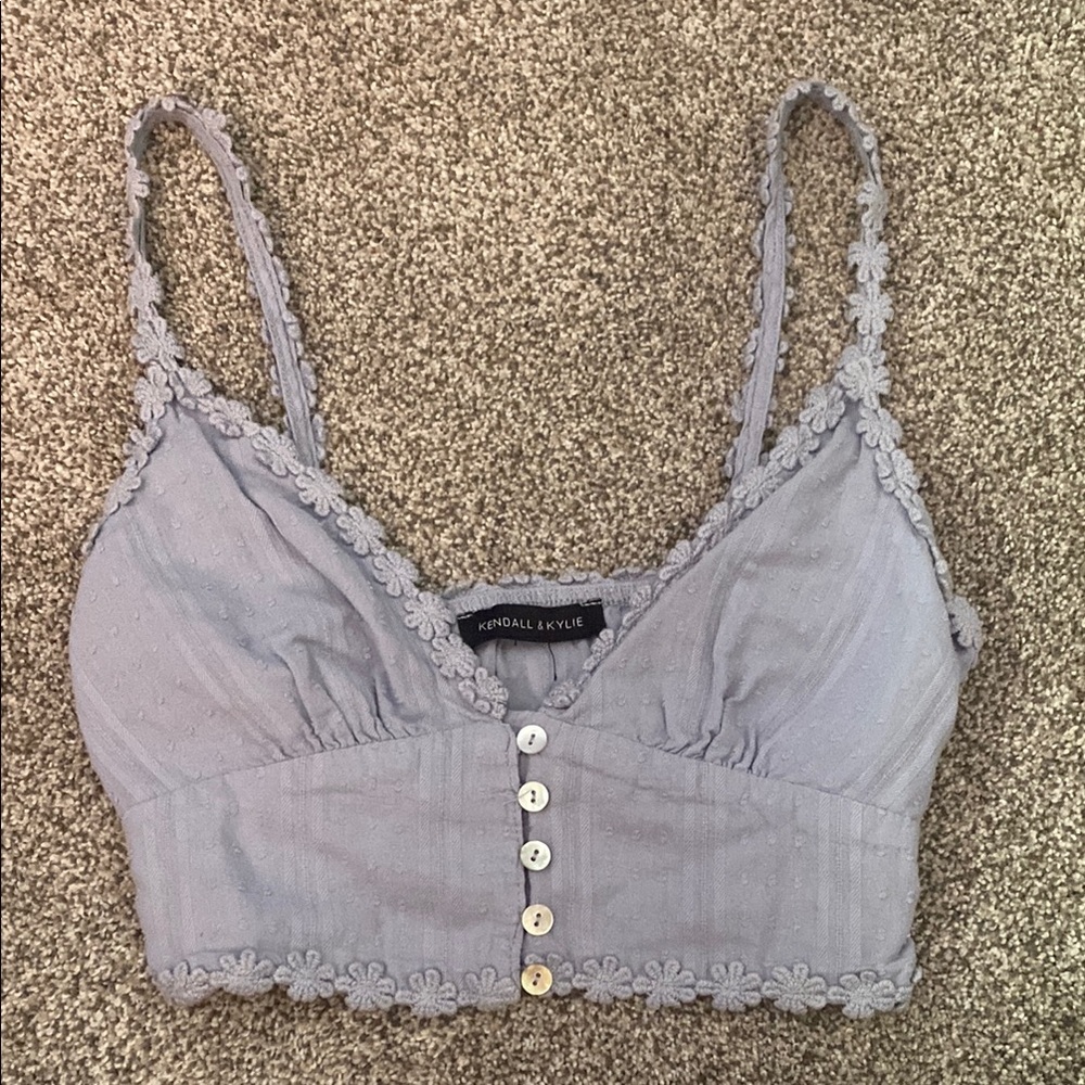 Kendall & Kylie Lilac Lace Trim Crop Top